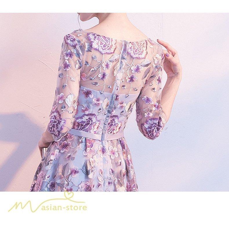 パーティードレス 10代 代 30代40代 ワンピース おしゃれ フォーマル お呼ばれ 花柄 結婚式 きれいめ 袖あり 膝下丈 春夏 着痩せ 格安saleスタート