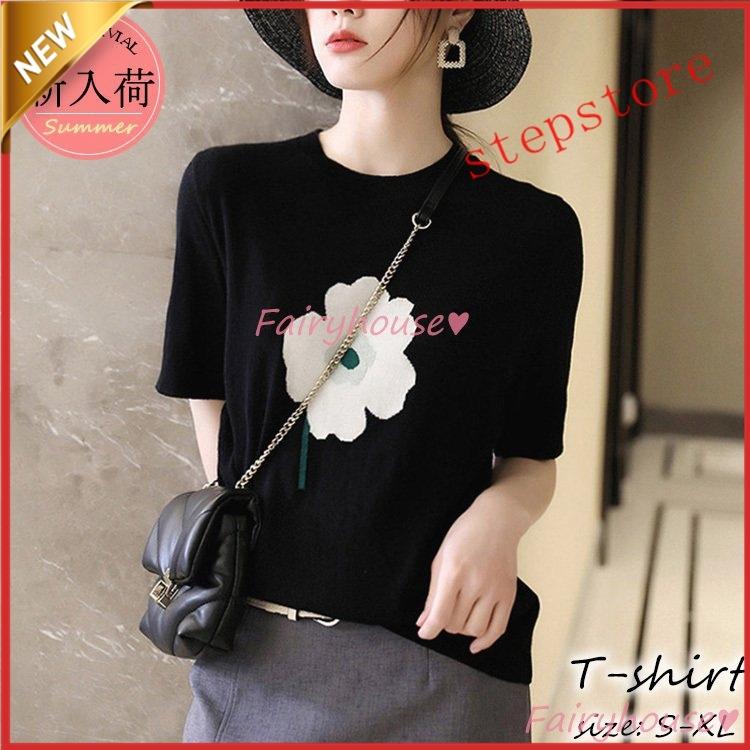 トップス メール便送料無料05 Tシャツ レディース 春夏新作 40代 半袖 ニットトップス 花プリントtシャツレションニットソーショット丈 ゆったりカットソー おしゃれ 大人 Q044vnbfwu Www Boulevardrestaurants Com
