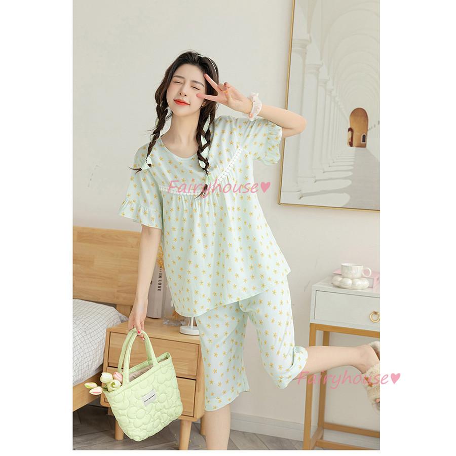 パジャマ ルームウェア レディース 夏 半袖パジャマ 可愛いルームウェア 花柄フレア 五分丈パンツ上下セット 部屋着 韓国風 大きいサイズ シンプル Uvgsnxfmpn ファッション Www Bandacastenedolo It