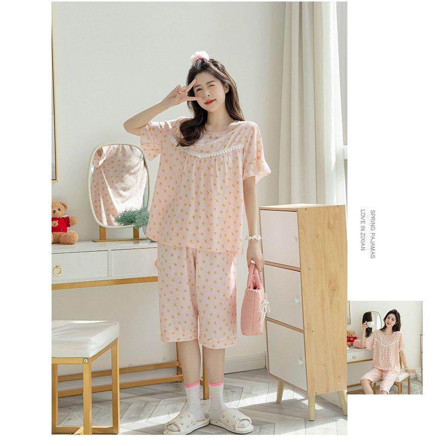 パジャマ ルームウェア レディース 夏 半袖パジャマ 可愛いルームウェア 花柄フレア 五分丈パンツ上下セット 部屋着 韓国風 大きいサイズ シンプル Uvgsnxfmpn ファッション Www Bandacastenedolo It