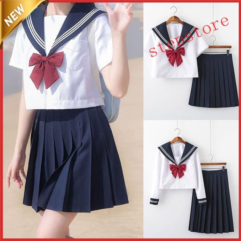 正規通販 女子高生 制服 セーラー服 女子高校生 学生服 長袖 セットアップ 上下セット Jk制服 文化祭 学園祭 可愛い 蝶ネクタイ付き ハロウィン イベント