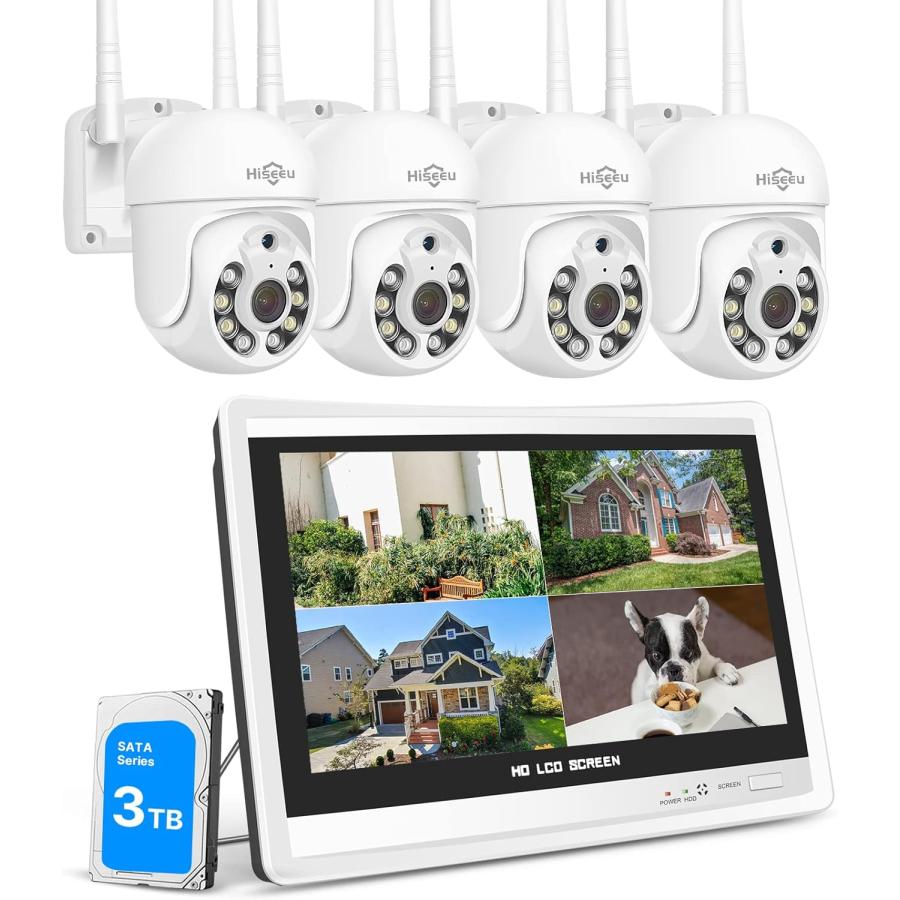 防犯カメラ ワイヤレスHiseeu 12インチLCD液晶モニタ一体型NVR 防犯カメラ ワイヤレスHiseeu 12インチLCD液晶モニタ一体型NVR
