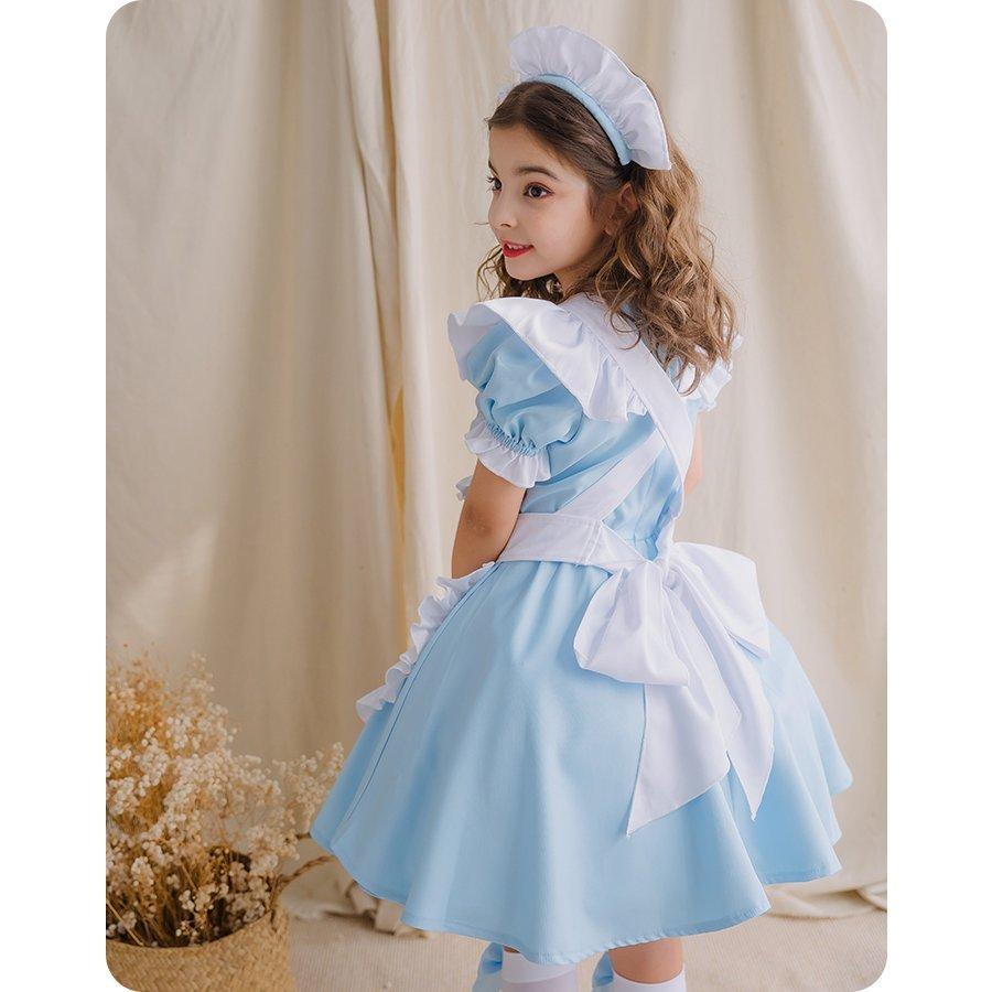 キッズメイド服女の子 子供ロリータ服 4色 ロリータワンピース 可愛いワンピース 半袖 キッズコスチューム ハロウィン イベント 全店2点｜stepstore｜06