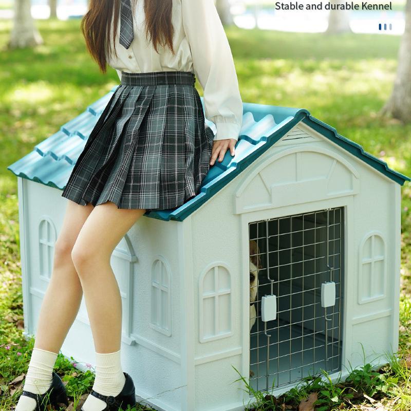 【超美品】 大型犬 ドッグ 犬舎 犬小屋 ハウス おうち 屋外 野外 庭用 プラス ティック製 プラスチック 防水 通気性 ドア無し 【1647501459】(10070円)