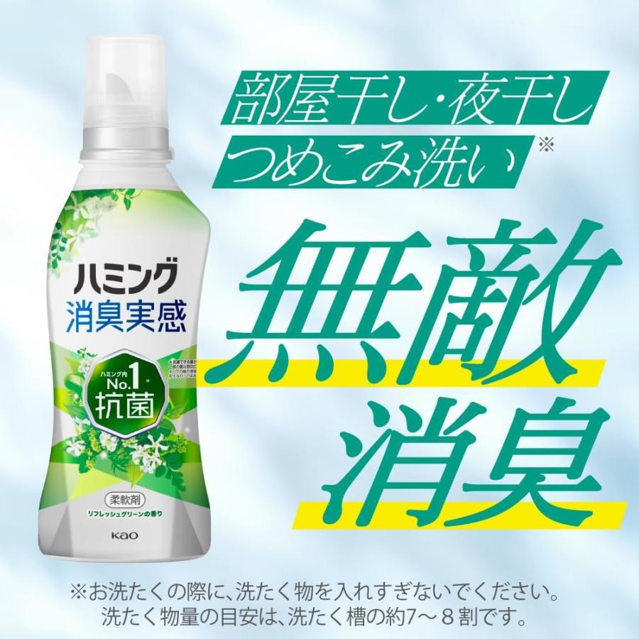 ハミング消臭実感 柔軟剤 つめこみ洗いも、部屋干しも、無敵消臭！ハミング内Ｎｏ．１抗菌 ローズ＆フローラルの香り つめかえ用 2,600ml ×4個セット まとめ買 | Kao | 02