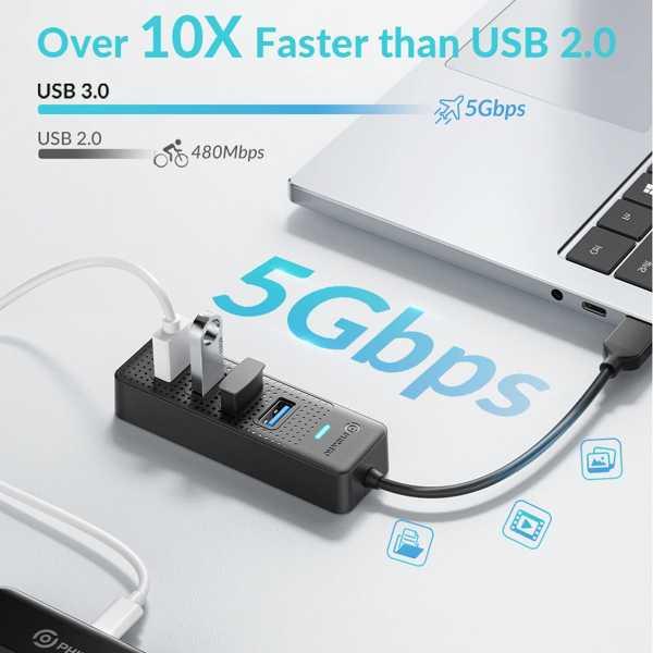 Phixero1000mbps USB 3.0ハブとRj45ポートポートポート PCとラップトップ用の多機能データエキスパンダー｜sterham0021｜03