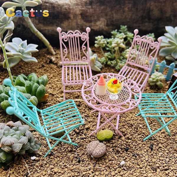 3Pcs/Set European Style Miniature Metal White Table Chair Furniture Model Toys for 1/12 Dolls House Room Garden Decoration｜sterham0021｜02