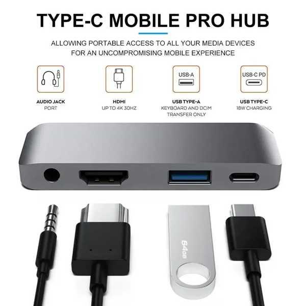 USB Type-C PD充電器付きUSBcハブアダプター USB-Cピン充電 4k HDMI USB 3.0および3.5mmジャック 2020/ 2018 ipad pro macbook pro用｜sterham0021｜05