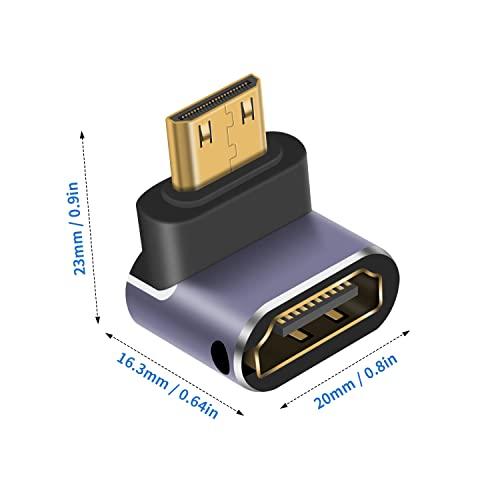 Duttek L字型HDMI Mini HDMI 変換アダプタ, 8K HDMIミニ HDMI2.1変換アダプター Mini HDMI(オス) to HDMI(メス) 延長アダプタ金メッキコネクタ 8K@60Hz, 4K@144H｜sterham0021｜06