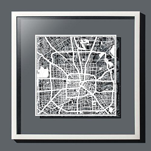 ヒューストン切り絵地図、白、30x30センチ、オリジナルデザインペーパーアート、アイデアギフト｜sterham0021｜04