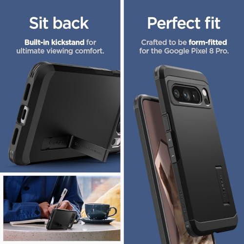 Spigen Google Pixel8 Pro ケース スタンド付き 米軍MIL規格取得 耐衝撃 三層構造 スマホスタンド カメラ保護 傷防止 衝撃 吸収 タフ・アーマー ACS06320 (メタ｜sterham0021｜06