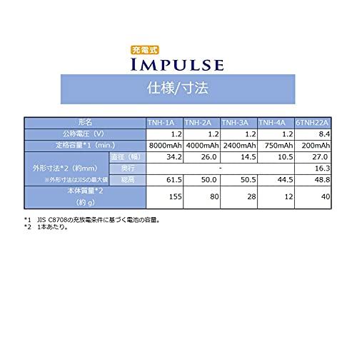 TOSHIBA ニッケル水素電池 充電式IMPULSE 高容量タイプ 単3形充電池(min.2,400mAh) 4本 TNH-3A 4P｜sterham0021｜05