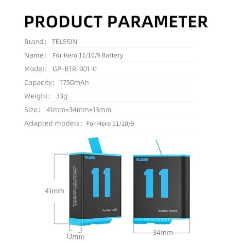 TELESIN  純正品と完全互換 GoPro対応 gopro用バッテリー 2個 Gopro Hero12 Hero11 Hero10 Hero9 用 充電バッテリー 予備バッテリー 互換バッテリー PSE基準検品｜sterham0021｜07