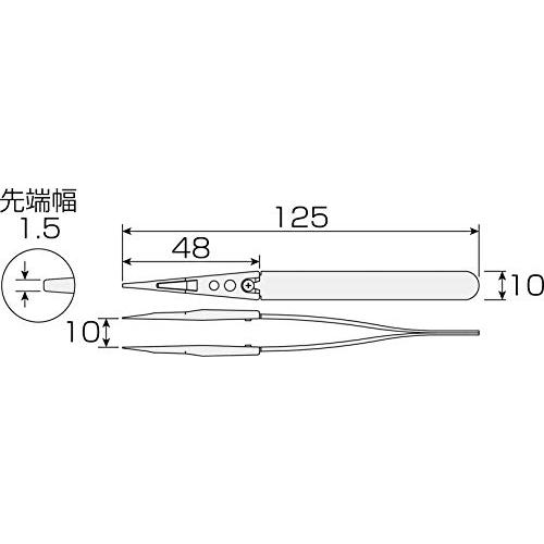 ホーザン(HOZAN) ESDソフトチップピンセット 静電気対策ピンセット 全長125mm 開き幅10mm 先端幅1.5mm 直型 P-640-J｜sterham0021｜03