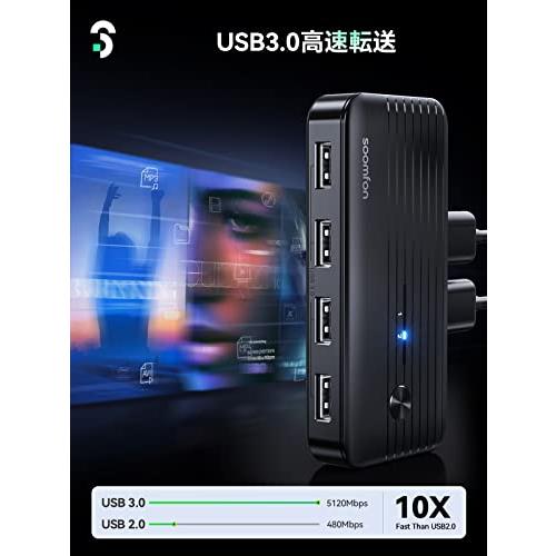 USB 切替器 3.0 - SOOMFON USB切り替え機 PC2台用 2入力4出力 USB3.0 マウス キーボード 切り替え器 手動 切り替え USB3.0ケーブル1.5M*2 付き PC/Windows/Mac/L｜sterham0021｜05