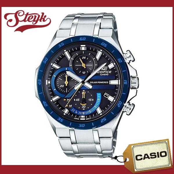 CASIO EQS-920DB-2A カシオ 腕時計 アナログ エディフィス ソーラー メンズ ブラック ブルー シルバー｜steyk