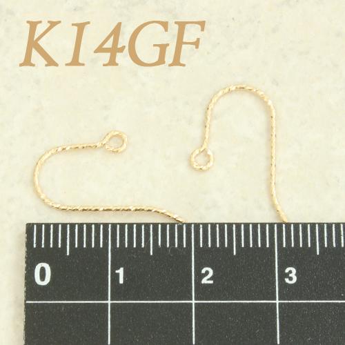 K14GF フックピアス フィッシュピアス スパークル 1ペア 14金ゴールド 