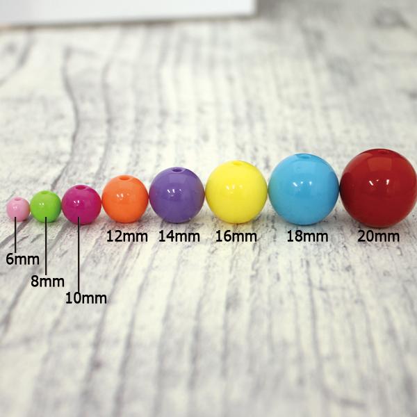 Ocho カラフルビーズ カラフルビーズ 100g入り 両穴 プラ製 6mm 8mm 10mm 12mm 14mm 16mm