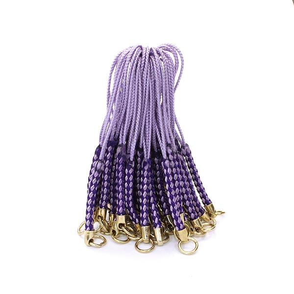 ストラップパーツ 根付紐 藤色×紫 10本 カン付 紐 根付け紐 : 小谷野