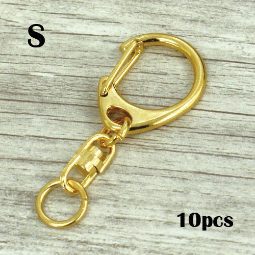 18kt キーホルダー ゴールドカラー ワンタッチ キーホルダー Sサイズ 10個 本金メッキ ゴールドメッキ
