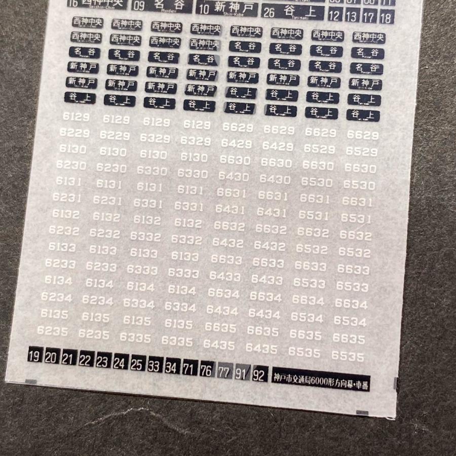 神戸市交通局6000形方向幕・車番インレタ(鉄道コレクション寸法対応)(N
