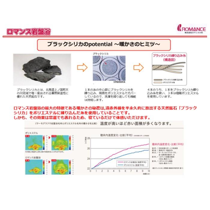 【ロマンス岩盤浴】 岩盤浴毛布 ダブル 日本製 ブラックシリカ練り込み 3303-8634 快適 あったかアイテム おうち おすすめ 椿油加工 抗菌防臭 洗える 部屋干しOK｜stgall｜04