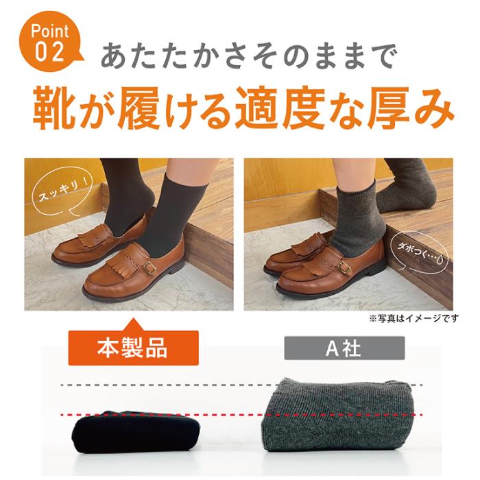 ココピタ あったか実感 レギュラー丈 クルー丈 ブラック 23~25センチ
