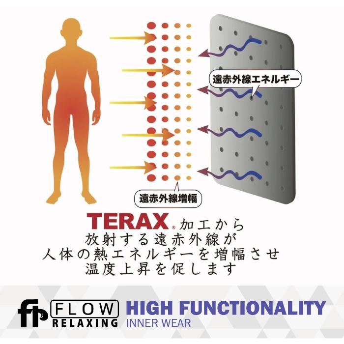 Flow Relaxing レディース ８分袖Uネック T シャツ  テラックス TERAX 血行促進 婦人 フロー リラクシング  インナー無地　遠赤外線　リラックス |  | 03