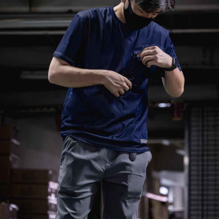 デニム 半袖 Tシャツ メンズ 接触冷感 インディゴ コトブキニット