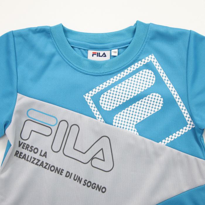 フィラ 半袖 Tシャツ 男の子 小学生 キッズ スクール FILA 子供 学校Ｔ ブランドＴシャツ 子ども スポーツウェア ポリエステル100％ ホワイト ターコイズブルー｜stgall｜05