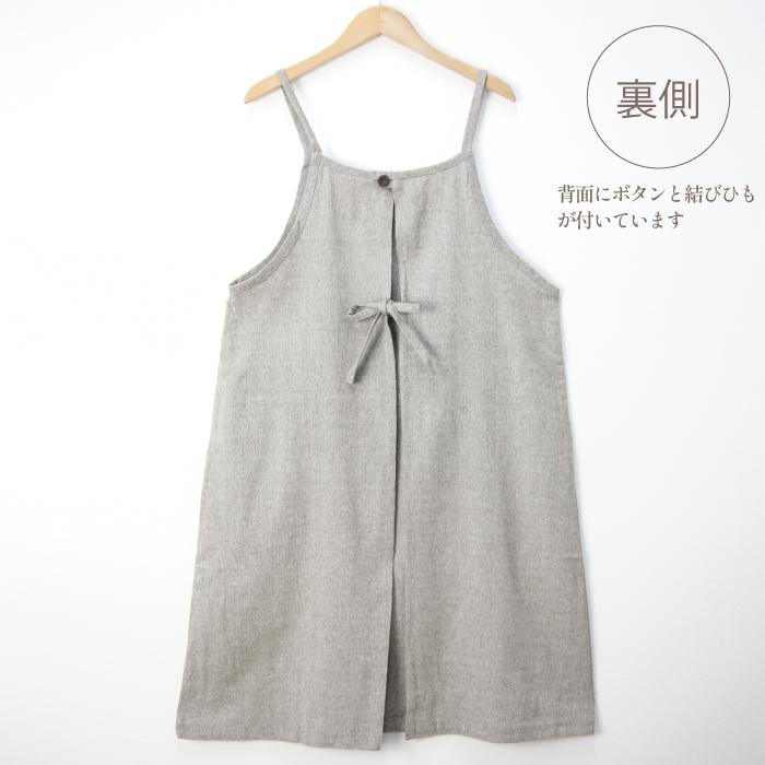 ワンピース エプロン ロング ナチュラル コットン  キャミソール シンプル  キッチン 雑貨 ガーデニング アウトドア BBQ DIY 左右ポケット おしゃれ かわいい |  | 06