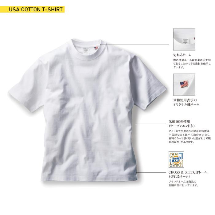 CROSS & STITCH tシャツ メンズ ヘビーウエイト 半袖 春夏秋 USA