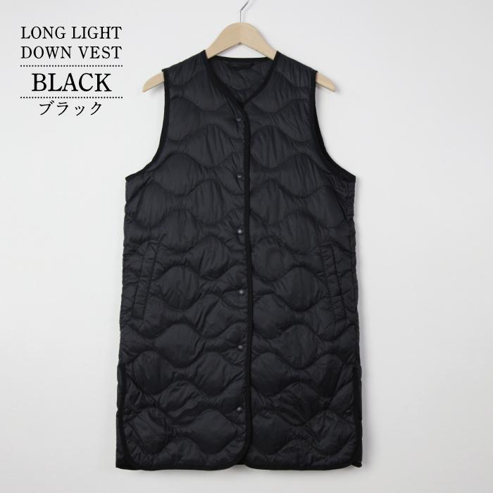 ブラック キルティング薄めダウンロングベスト 38 ほぼ未使用 「究極