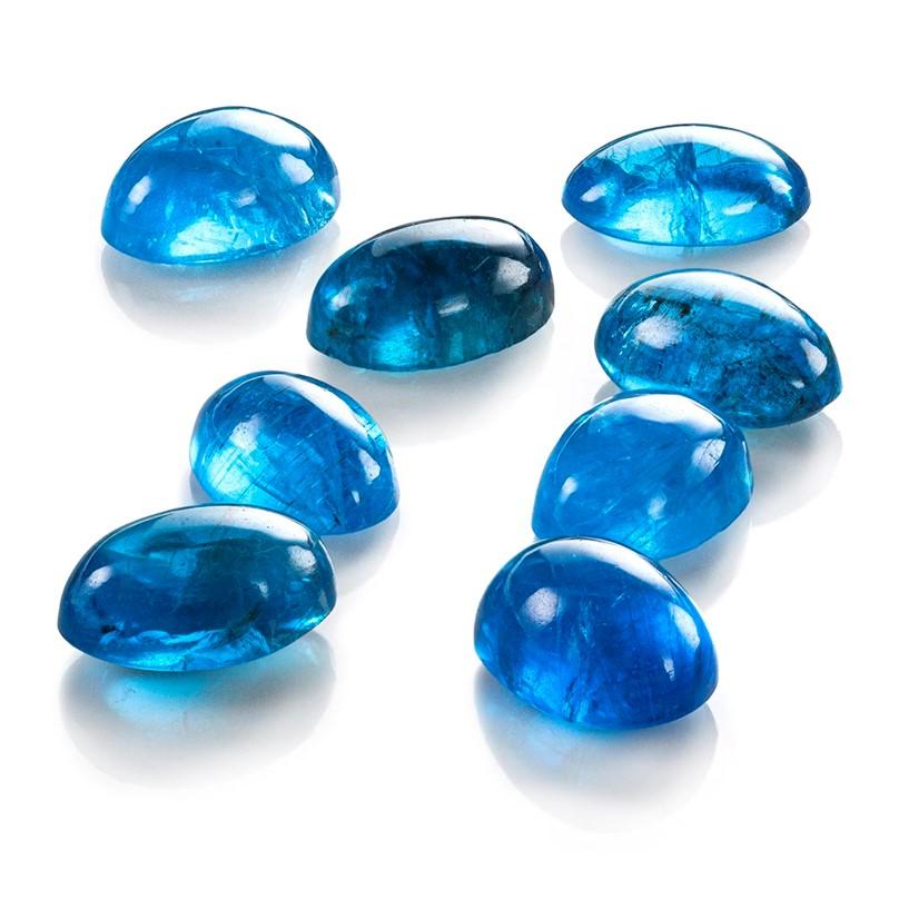 1粒売り 宝石質ネオンブルーアパタイトAA++ オーバル カボション6×4mm