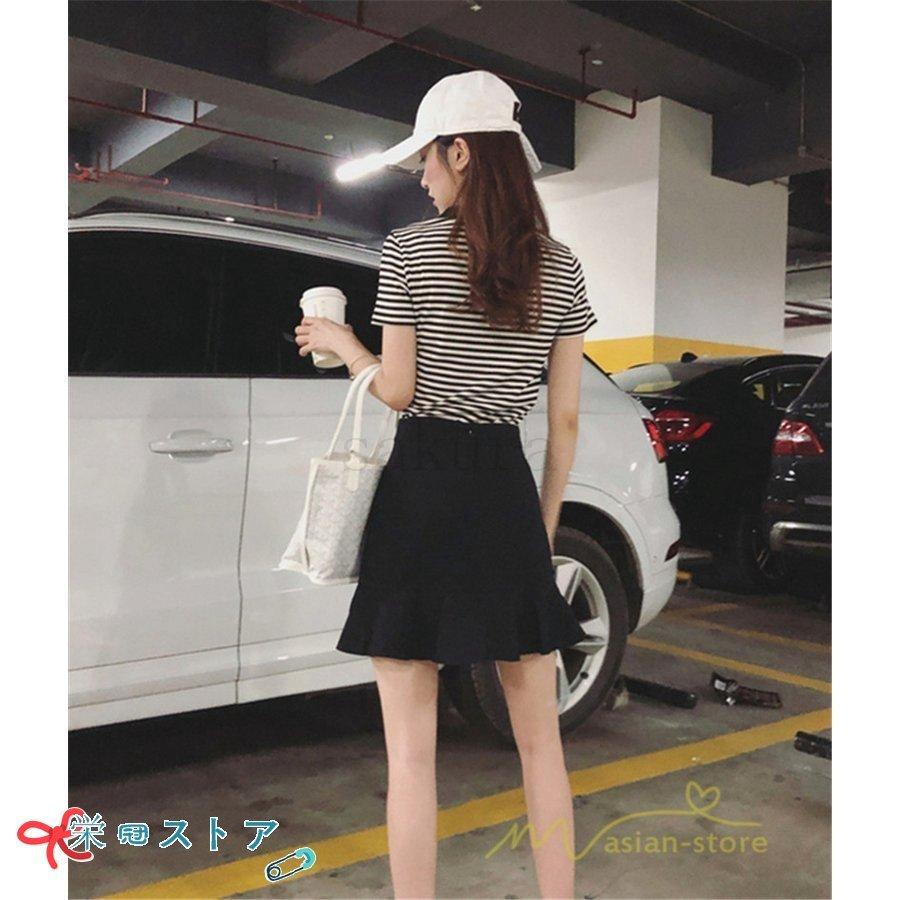 Tシャツ ポロシャツ レディース 白 半袖 無地 かわいい トップス カットソー ボーダー Tシャツ カジュアル ポロネック Tシャツ シンプル オシャレ 夏コーデ 限定製作