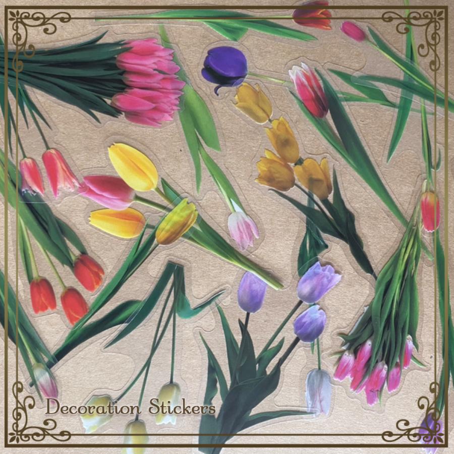 花 シール 40枚入 チューリップ 花柄 植物 フレークシール ステッカー Pet素材 かわいい 海外 ほぼ日手帳 コラージュ スクラップブック D25a 0612 すてき手帳 通販 Yahoo ショッピング