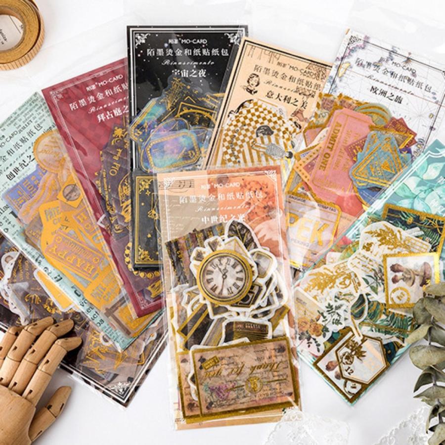 15周年記念イベントが 陌墨 MO CARD 箔 花 英文 大判 ステッカー