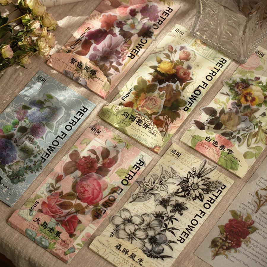 硫酸紙 シール ステッカー 全6種 花柄 ボタニカル 薔薇 パンジー 赤 黄 紫 青 ピンク モノクロ フラワー レトロ 海外 コラージュ素材 N26 1025 すてき手帳 通販 Yahoo ショッピング