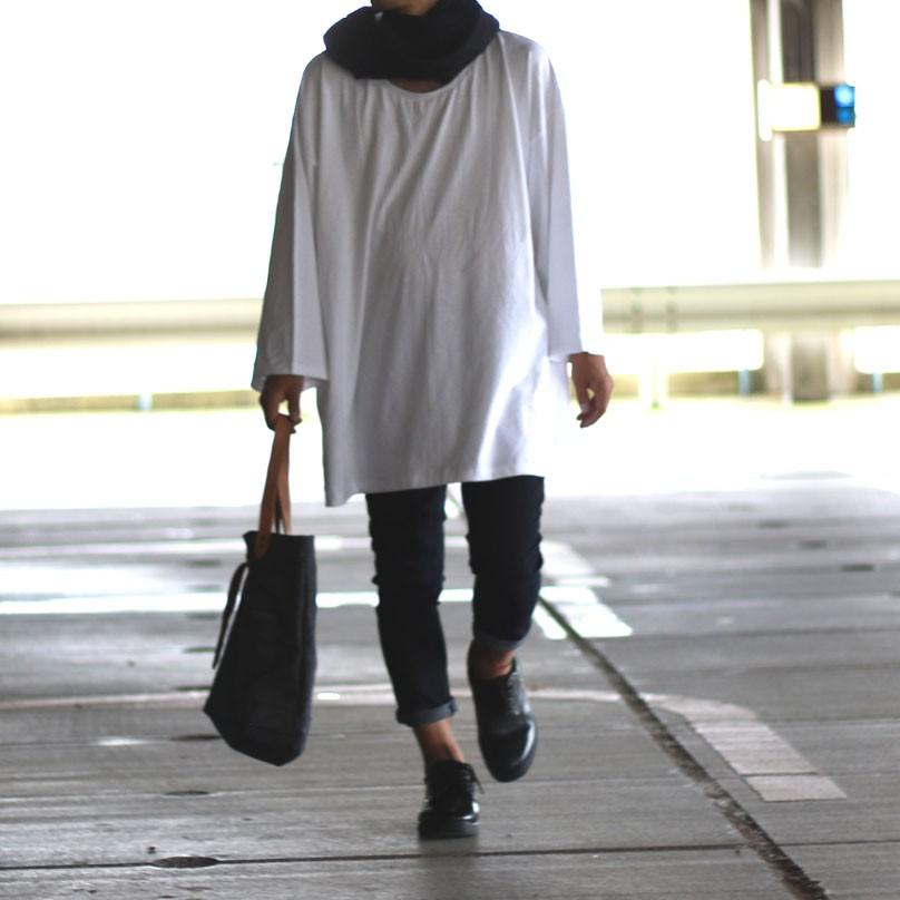 超ビッグ Tシャツ 長袖 ビッグT ビックT ロンT ロングTシャツ ブラック