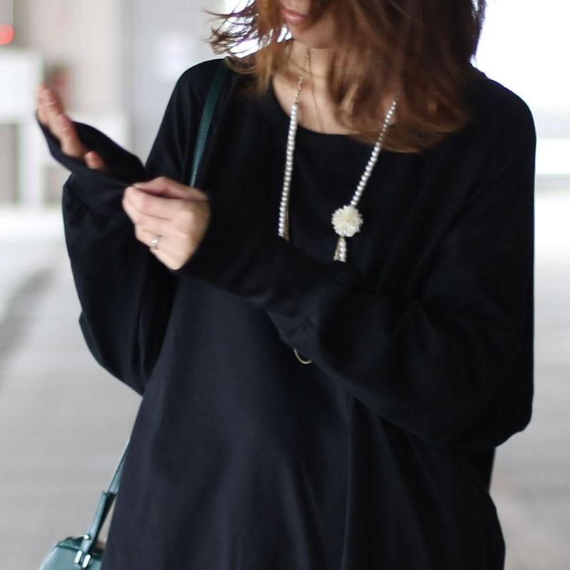 ユニセックス ドルマン Tシャツ ロングリブ ロンT 長袖 オーバーサイズ