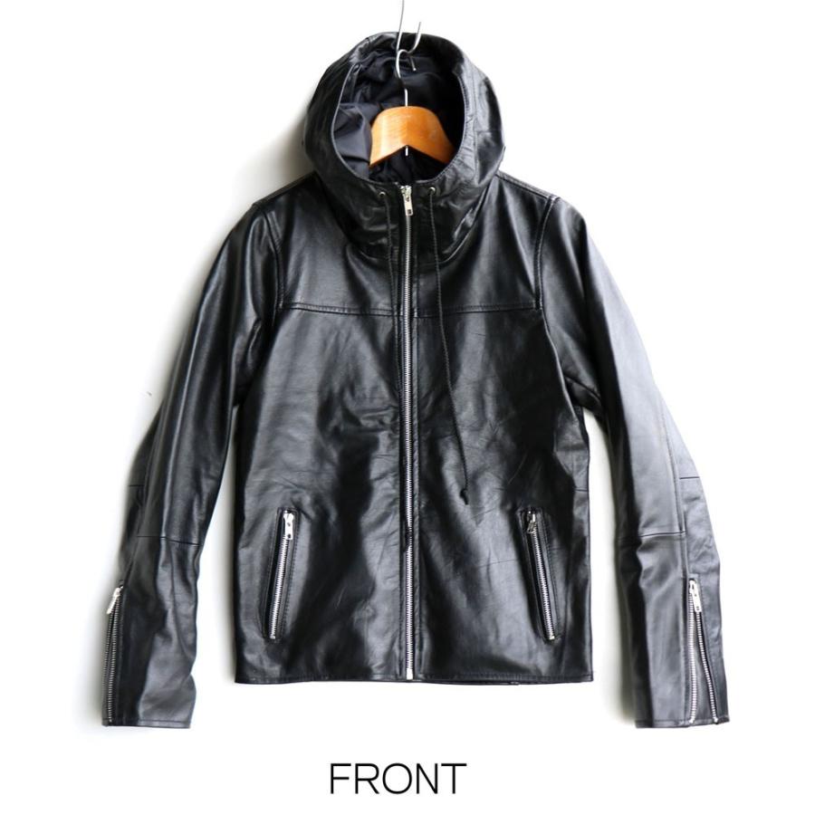 julius レザー　ハイネック　フードコート LHP 10AW ハイネックガスマスクモッズコート レザー切替 フード