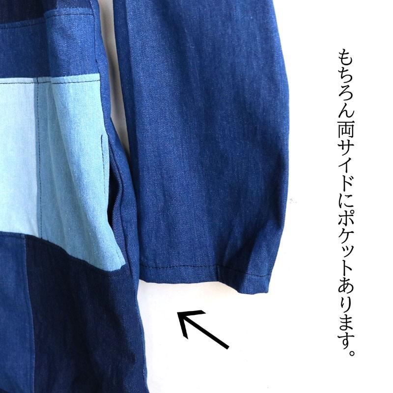 デニムコート パッチワーク オーバーサイズ ビッグシルエット ロング丈