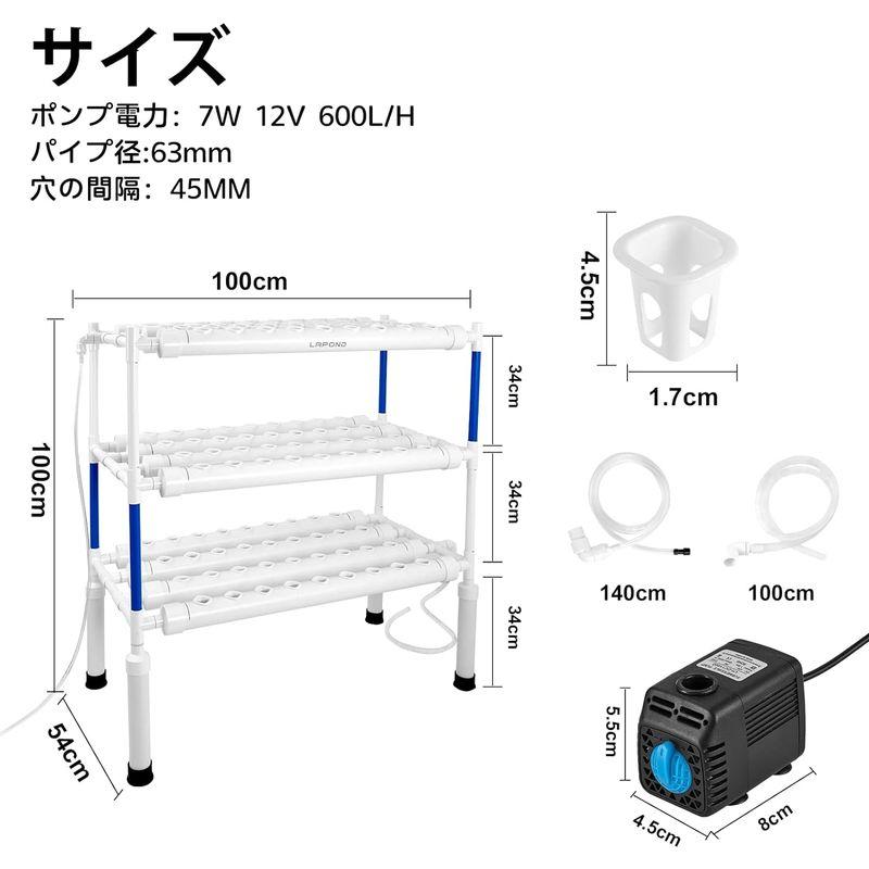 2023進化版LAPOND 水耕栽培システム 4列3層 食品級PVC-U管水耕栽培キット 108穴 水耕栽培植物用 無土壌栽培 セット 自動 水耕栽培システム 4列3層 食品級PVC U管水耕栽培キット 108穴 水耕栽培植物用 無土壌栽培 セット 自動
