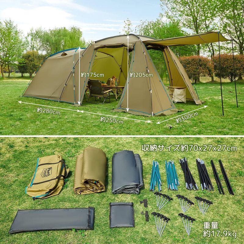 TIMBER RIDGE 2ルームドームテント 5人用 大型ファミリーテント グラスファイバー製ポール採用 二重層 メッシュインナー 四面ド RIDGE 2ルームドームテント 5人用 大型ファミリーテント グラスファイバー製ポール採用 二重層 メッシュインナー 四面ド