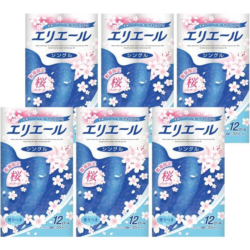 エリエール トイレットペーパー 55m×72ロール(12ロール×6パック) シングル パルプ100% リラックス感のある香り桜デザインケース｜stier｜02