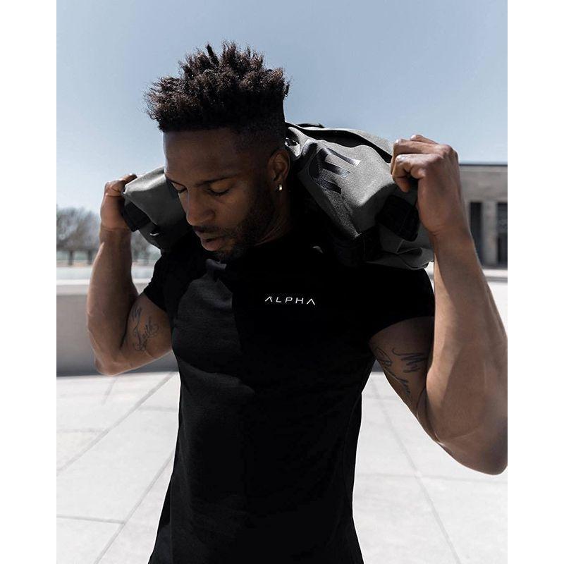 お気にいる ジムtシャツ 半袖 細身 フィットネス トレーニング 筋トレ ストレッチ スポーツ おしゃれ メンズ 速乾性 加圧 Alpha ブラック Supplystudies Com