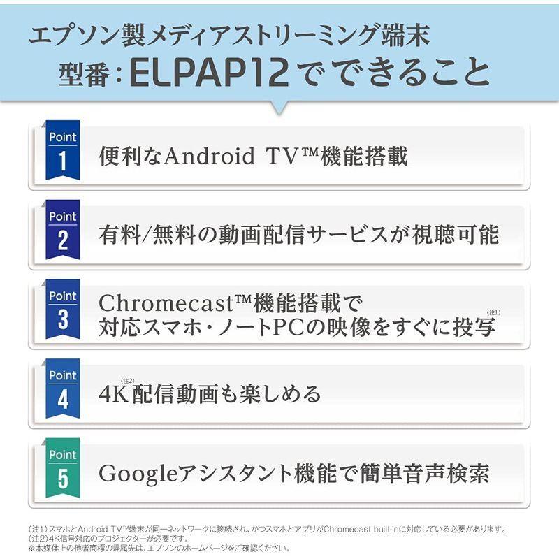 エプソン ドリーミオ ホームプロジェクター Android TV端末 ELPAP12 Android TV端末 ドリーミオ ホームプロジェクター ELPAP12