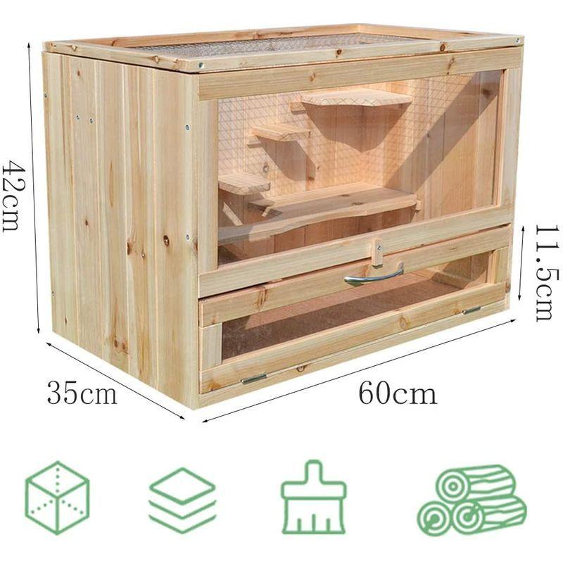 Gifty 小動物 飼育 ケージ 大型 ハムスター ゲージ 60 ハリネズミ デグー チンチラ フェレット 木製 小動物 飼育 ケージ 大型 ハムスター ゲージ ハリネズミ デグー チンチラ フェレット 木製