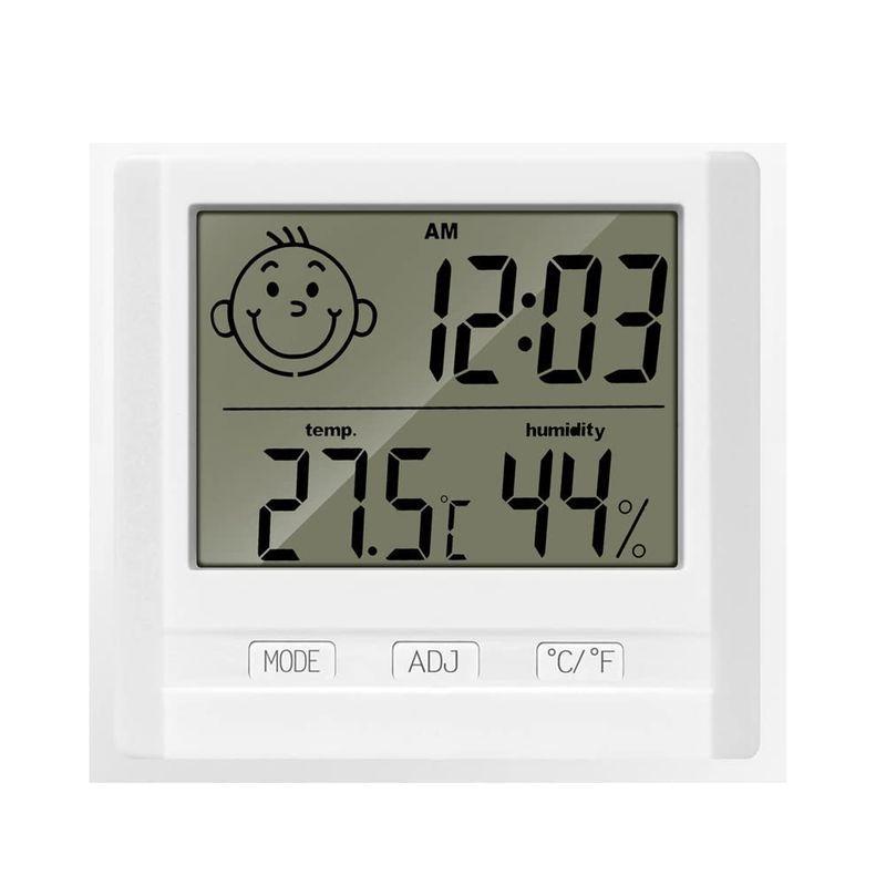 中古中古デジタル温度計 卓上湿度計 室温計 温湿度計 顔文字でお知らせ 赤ちゃんの健康管理 デジタル温度計デジタル室内温湿度計 コンパクト 壁掛け＆  計測、検査