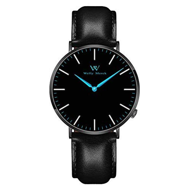 腕時計 メンズ 防水 スイス クォーツ ブラックWelly Merck